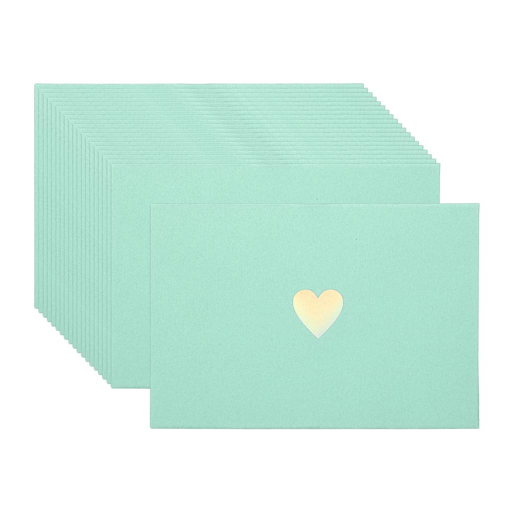 20Pcs/Set Mini Card Envelopes Pearlescent Paper Envelopes Business Greeting Cards Holder with Heart Pattern for Birthday Wedding