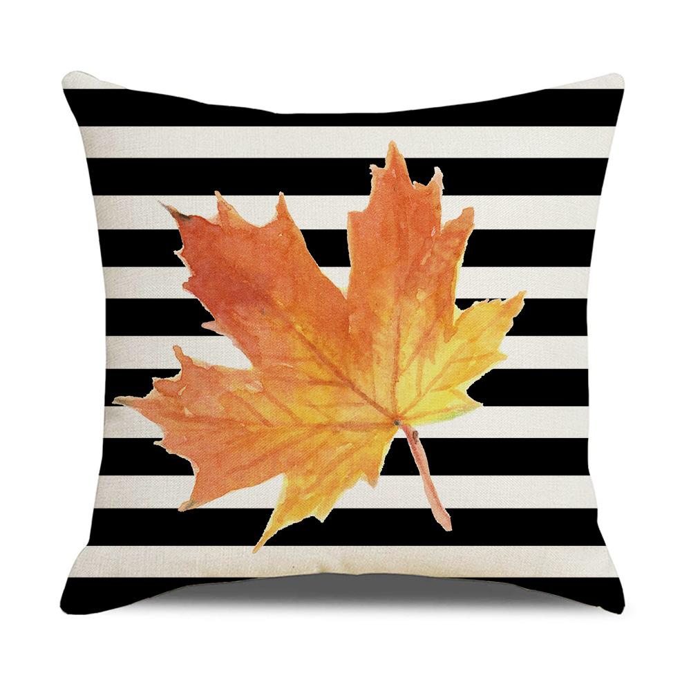 New Cushion Cover Autumn Maple Leaf Pumpkin Cushion Household Products Linen Cushion Cover