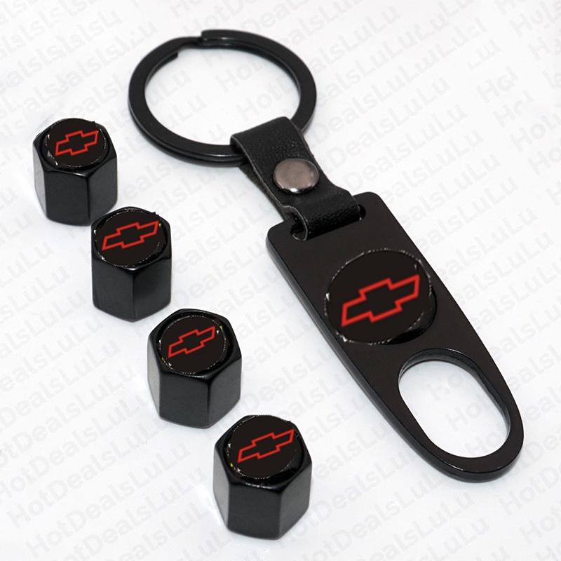 Elegant Zinc Alloy Car Wheel Tire Valve Dust Caps With Chevrolet Emblem Keychain