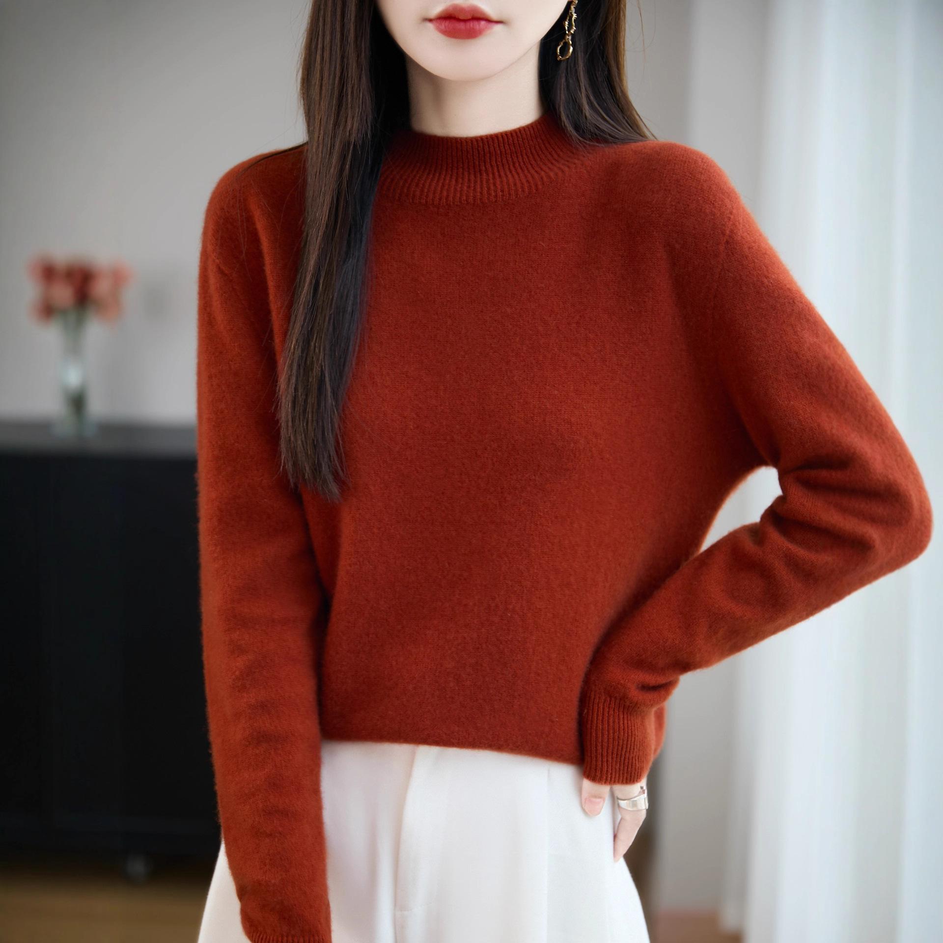 

Вязаный свитер с полувысоким воротником, женский пуловер, новый осенне-зимний свободный базовый слой, теплый базовый слой XXL