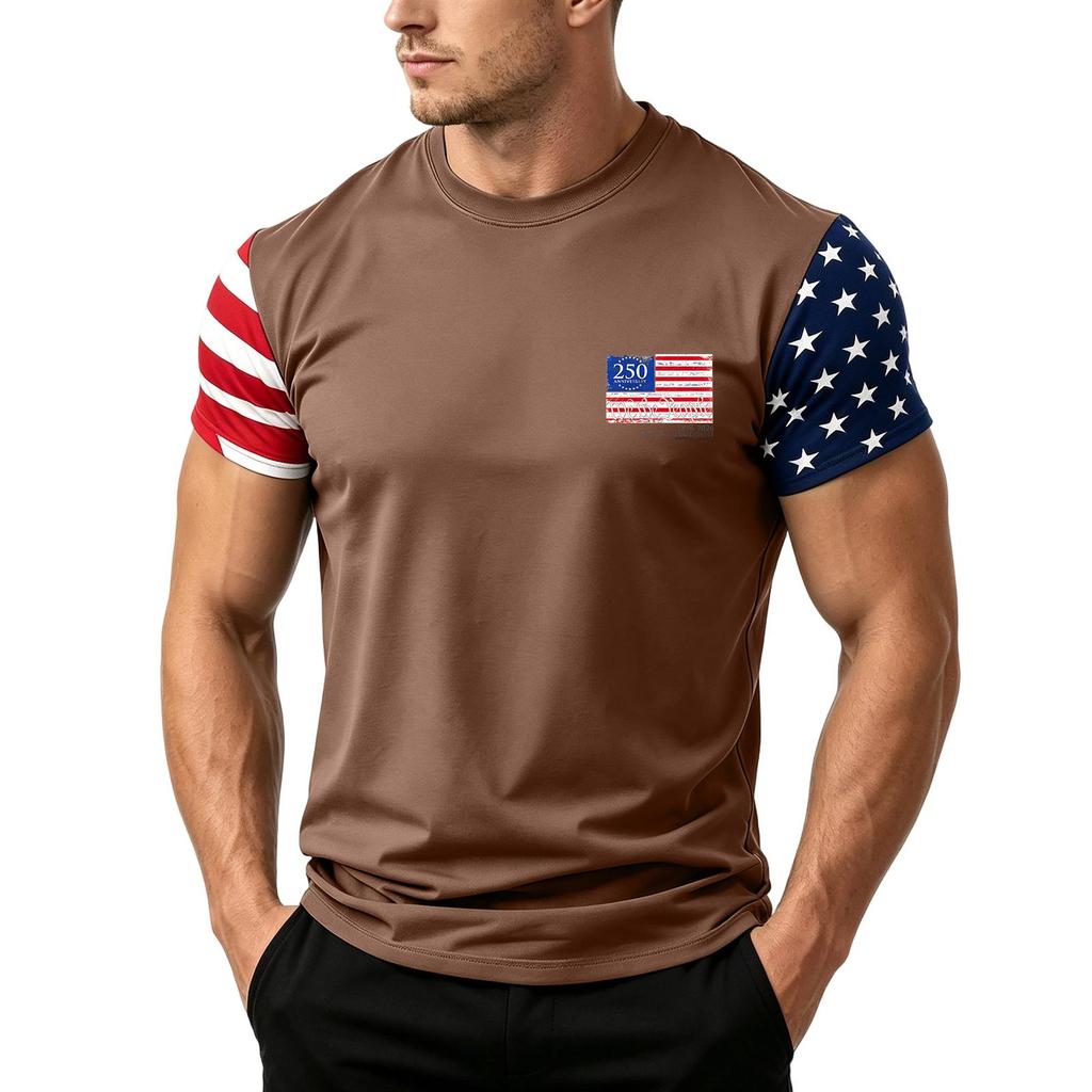 Men's Independence Day Flag Print Short Sleeve T-Shirt, Loose Casual Daily Summer Tops