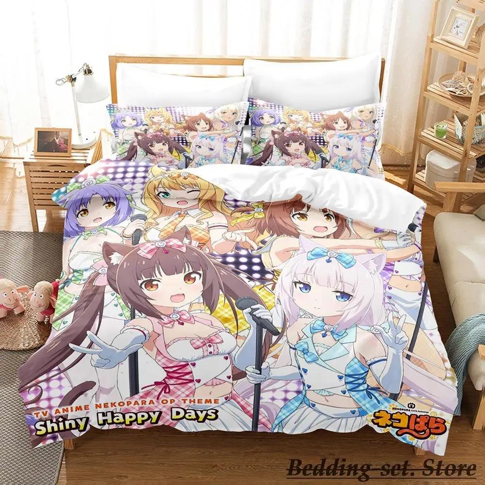 Brandneues NEKOPARA OVA Bettwäsche-Set Einzelbettgröße Größe Einzelbettgröße Doppelbettgröße Queen-Size King-Size Größe Bett-Set Schlafzimmer für Erwachsene und Kinder Bettbezug-Sets Anime parure de