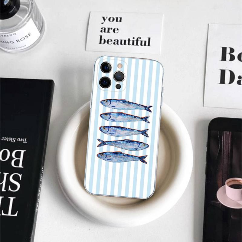 Cute Marine Seafood Phone Case For iPhone 17 16 15 11 12 14 13 Pro Max Mini X XS XR 7 Plus 16E Shockproof Silicone Cover Fundas