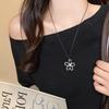 Fashion Silver Color Hollow Flower Long Necklace for Women Girls Simple Adjustable Black Rope Chain Necklace Jewelry Gifts