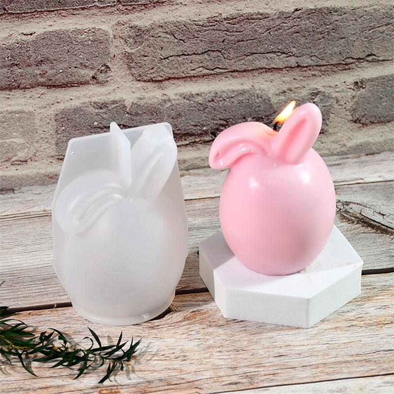 Easter Bunny Candle Ornament Silicone Molds DIY Gypsum Aromatherapy Rabbit Ear Decoration Resin Mold Home Handicrafts