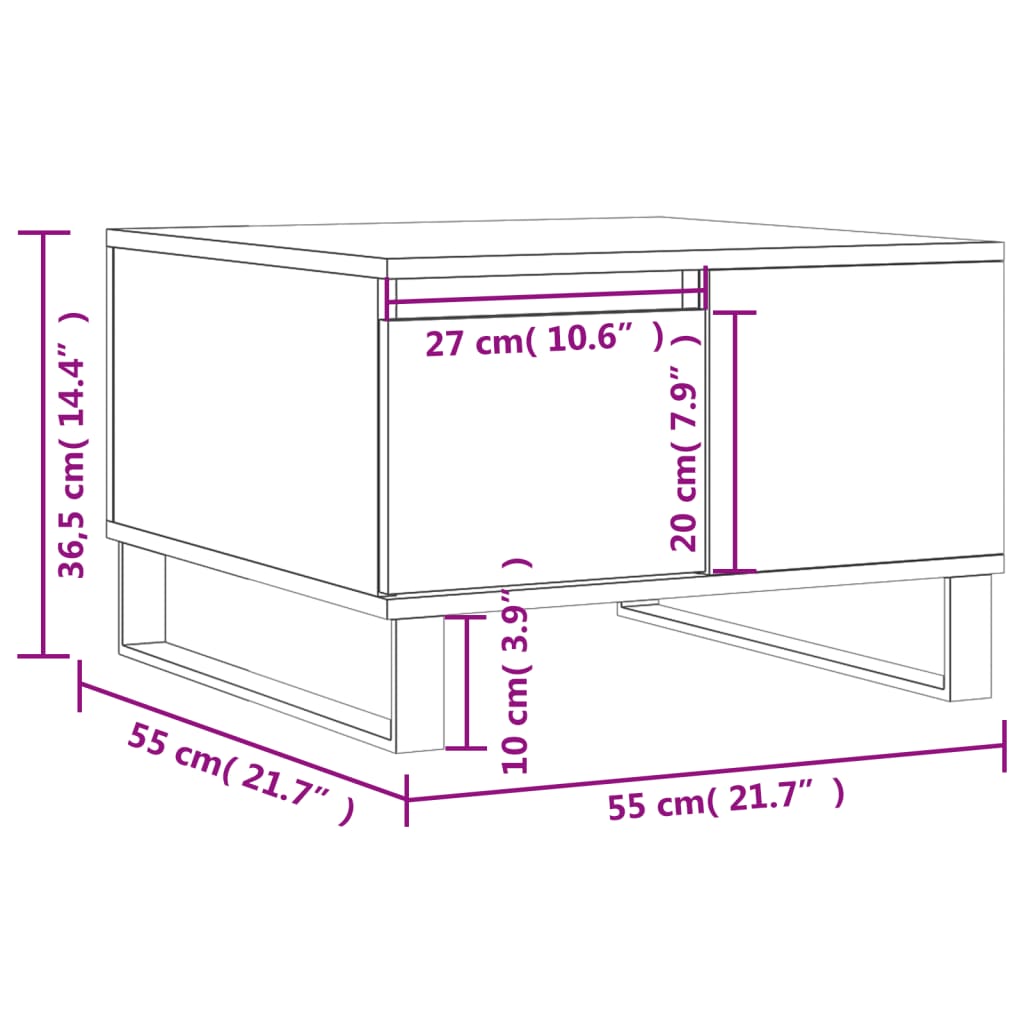 Coffee Table Smoked Oak 55x55x36.5 cm Particleboard