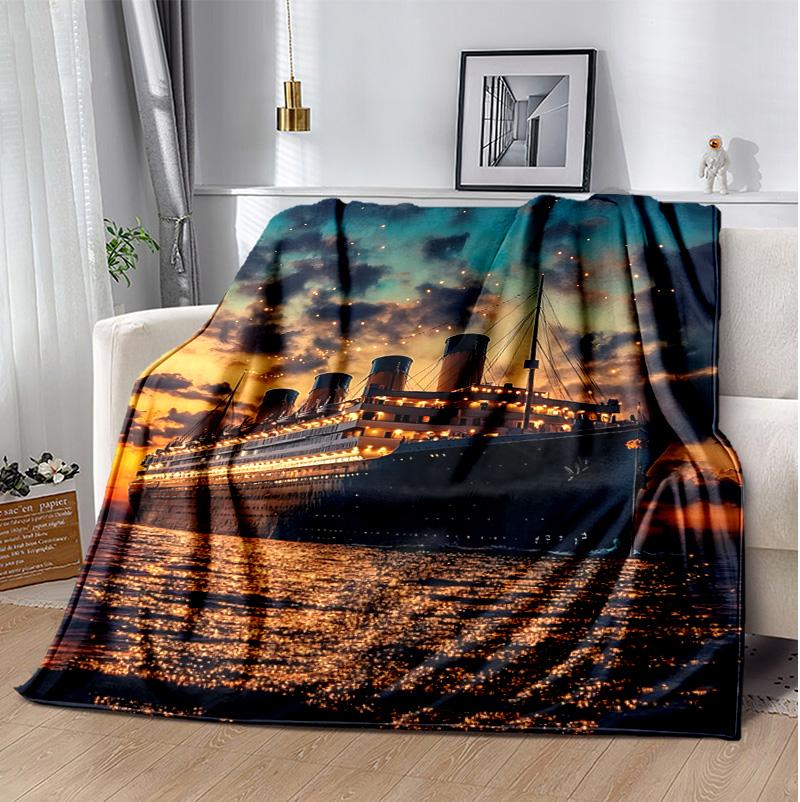 Titanic Flannel Blanket Soft Warm All-Season Throw, Design for Camping, Car Travel, Hiking Sofa, Bed, Office Perfect Gift for Parties