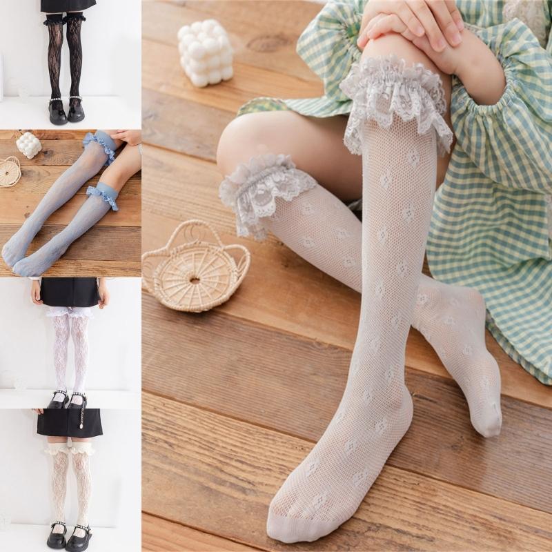 Classical Solid Color Over Knee Length Socks for Kids Soft Nylon Long Tube Socks for Party Outfits and School Event