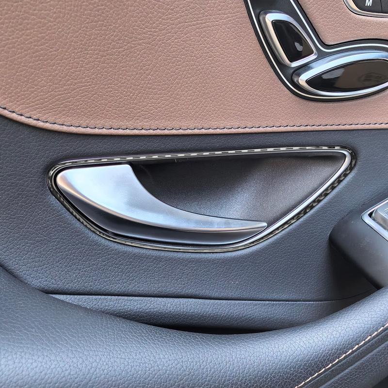 For Benz S-Class W222 2013- Real Carbon Fiber Sticker Door Switch Handle Frame Panel Car Accessories Interior decorative