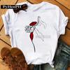 Women's Fashion Western Ballet Dancer Short Sleeve T-shirt Casual Elegant Summer Top Polyester Fabric Girl's Personality Sister
