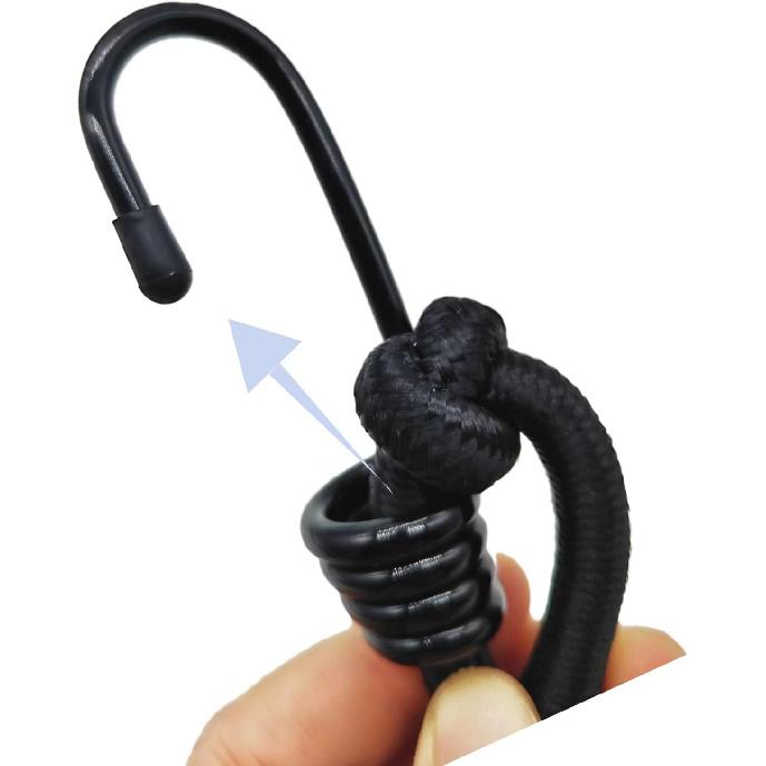 10Pcs Bungee Cord Hooks Spiral Bungee Hooks Cord Hook Wire Hooks End with 10Pcs Hog Rings for Boating, Camping,Tarps,Elastic Rope Strapping Tape (1/4