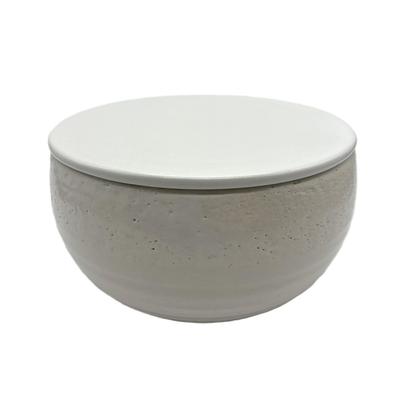 Banko Ware Round Rice Container, 1 Go (approx. 360ml), Black and White, for Storing Rice, Ceramic, Made In Japan, Microwave Safe, Iga Clay (white)
