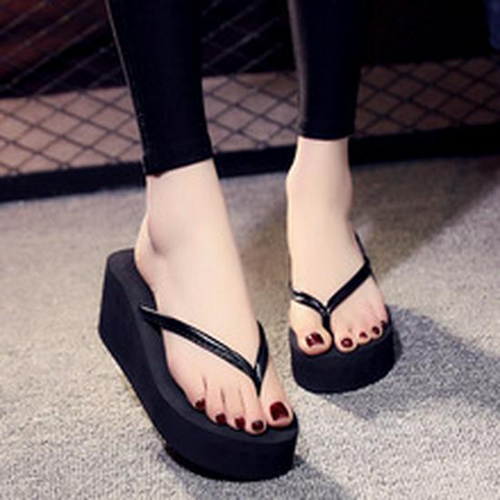 2019 Summer Korean Style Women's Wedge Heel Non-Slip Beach Flip Flops