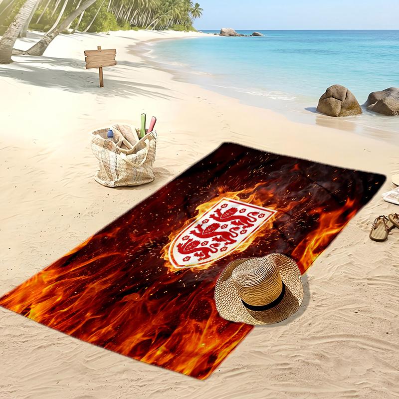 England Football Print Beach Towel Quick Dry Super Absorbent Soft Bath Towel for Swimming Beach Travel Fan Souvenir Gift