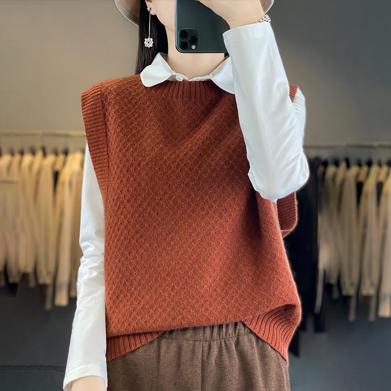 Women's Cashmere Vest Qinghe Cashmere 30% Cashmere 70% Wool Women's Autumn and Winter Cashmere Vest Soft and Warm