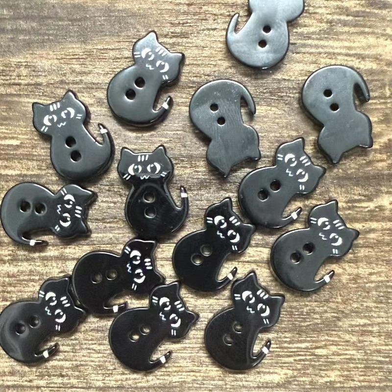 10 ks Černé knoflíky s koťátky Roztomilé knoflíky ve tvaru kočky Novinka pro DIY řemesla Dětské oblečení Dekorace Oděvní šicí potřeby