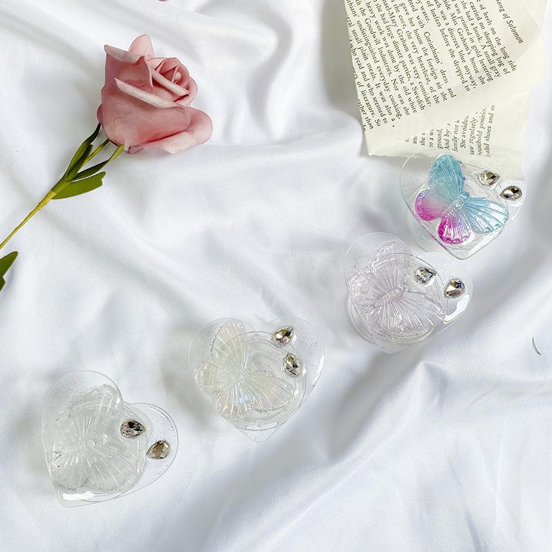 Transparent Butterfly Wind Pure Desire Mobile Phone Airbag Bracket Creative Rhinestone Simple Paste Desktop Air Cushion Support