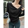 Women S Long Sleeve Off Shoulder Knit Top Slim Fit Autumn Winter Inner Wear