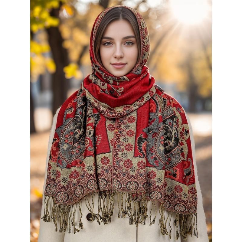 Hot-selling popular cashew nut pattern fringed scarf female Xiyin versatile good-looking shawl female