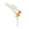 Chinese Style Metal Red Fish U-Shape Hair Sticks for Women Vintage Tassel Beads Hair Forks Hanfu Wedding Party Hair Accessories