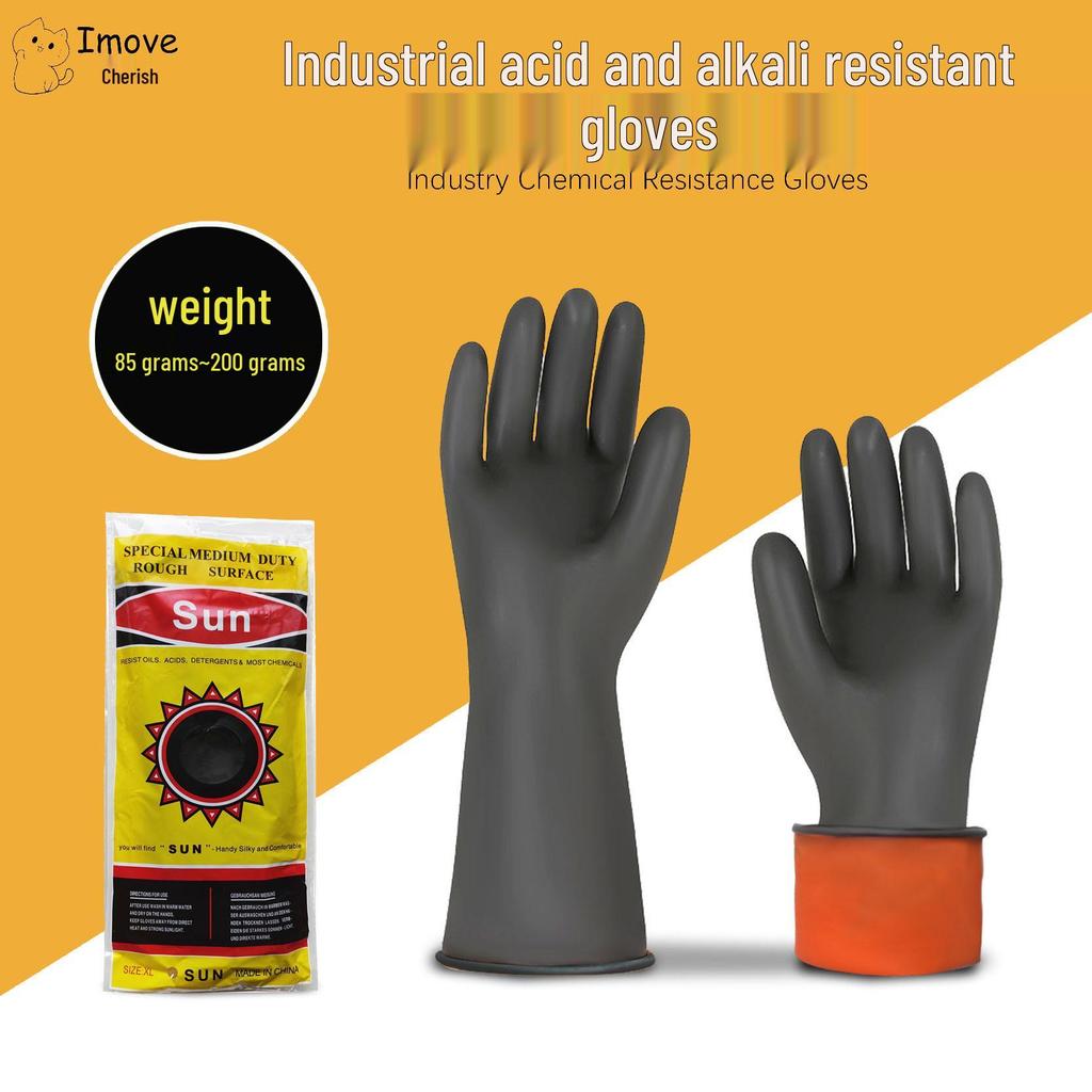 Βαρέως Τύπου Μαύρα Βιομηχανικά Γάντια Λάτεξ: Ανθεκτικό σε χημικά, οξέα & αλκάλια, αντιολισθητικό, ανθεκτικό στη φθορά, ιδανικό για χρήση στην αλιεία.