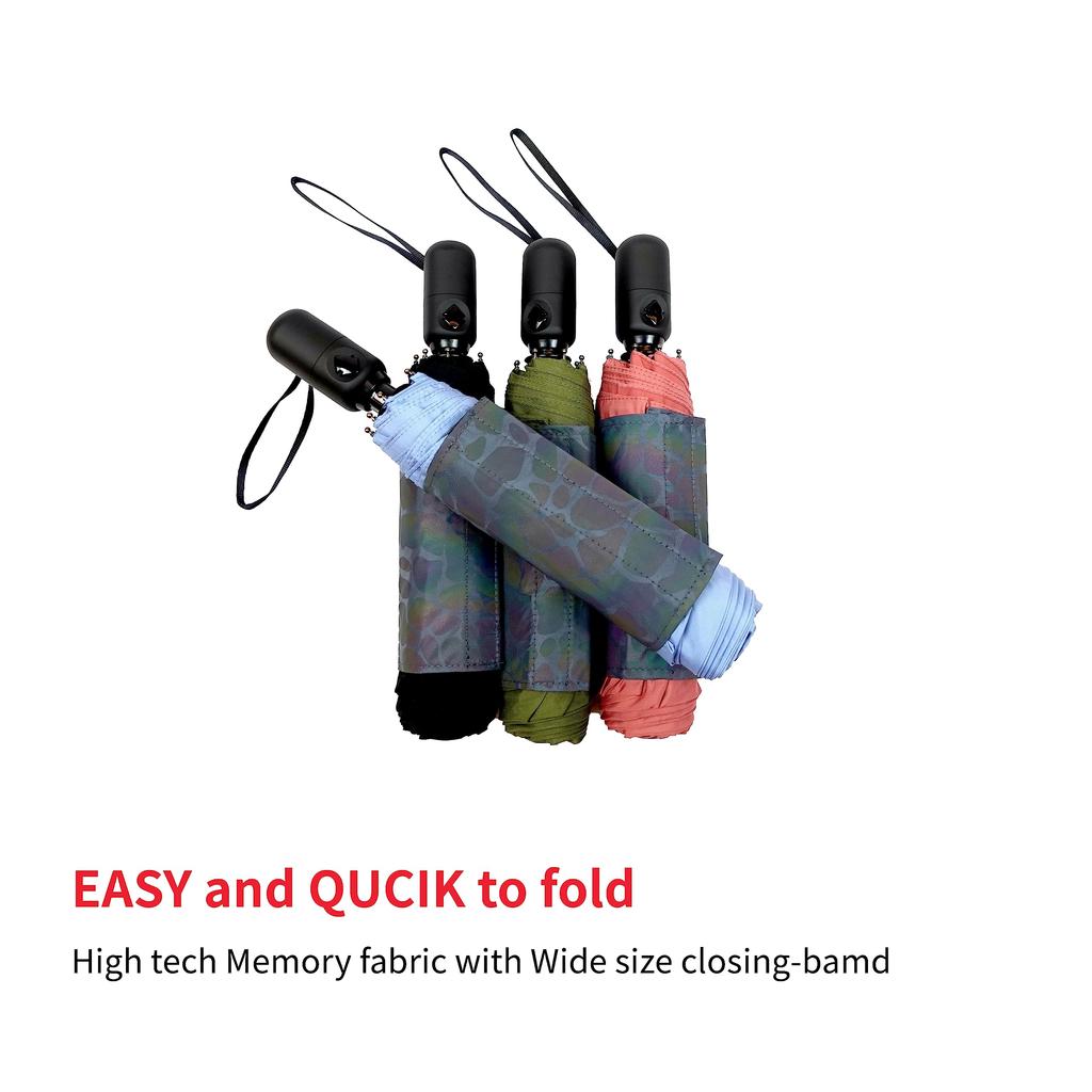 Umbrelă Această umbrelă ușoară de călătorie dispune de o tijă puternică din oțel și 8 spițe din aluminiu construcție din fibră de sticlă pentru flexibilitate sporită în Aspectele