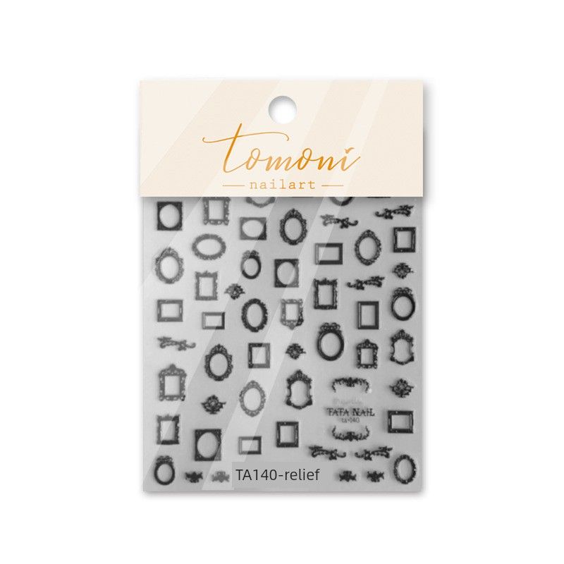 

Black and White Small Picture Frame Tomoni Japanese Style Nail Beauty Sticker Small black frame 140((Relief))