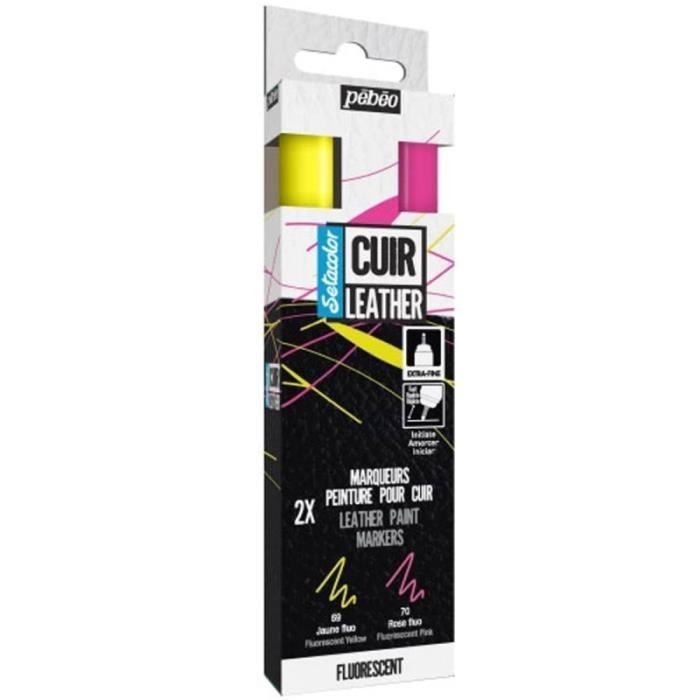 Marqueur - PEBEO - Setacolor - Fluo - 2 pcs - Indélébile - Opaque