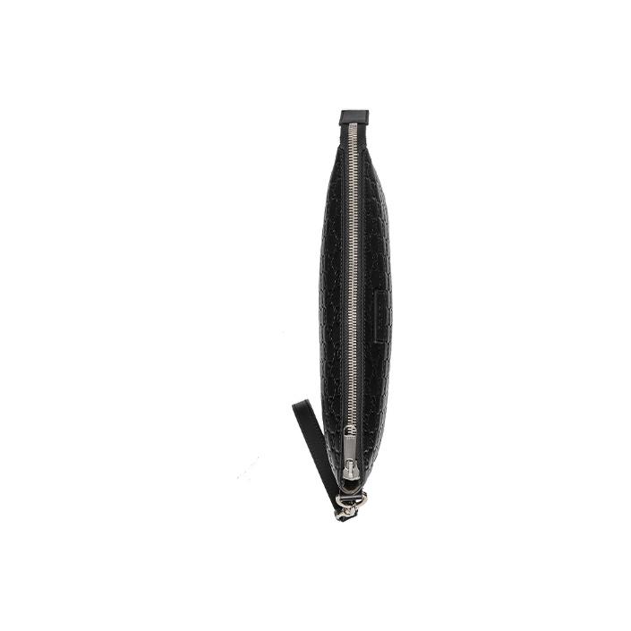 Gucci Monogram Logo Embossed Leather Clutch Men Clutch Black 473881-DMT1N-1000