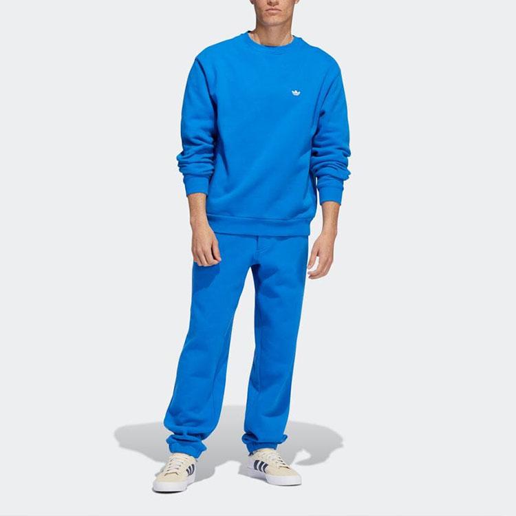 Adidas Originals Trefoil Solid Logo Embroidered Crew Neck Sweatshirt Unisex Sweatshirt Blue HK9869