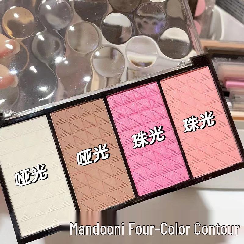 Mandooni Authentic Matte Blush Palette: Four-Color Combination in Pink & Apricot for Studio Makeup Artists