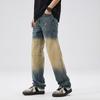 Jeansy American Retro Washing Gradient Jeans męskie nowe, z szerokimi nogawkami