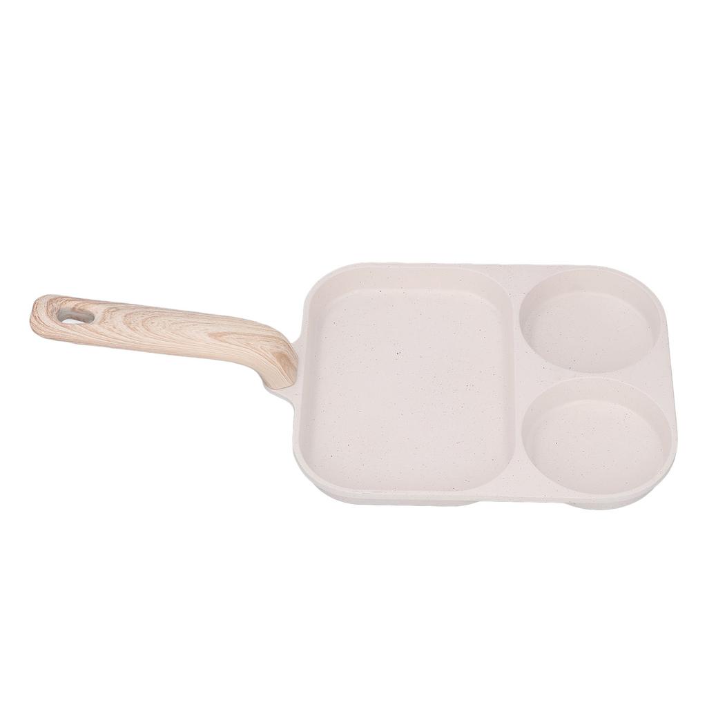 Nonstick Egg Pan Egg Frying Pan 3 Section Square Grill Pan for Breakfast Gas Stove Induction Cooker