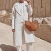 Spring New Lychee Pattern Women's Tote Bag Fashion Simple High Capacity Dumpling Bucket Bag Ladies Solid Color Shoulder Underarm Bags with Small Pouch