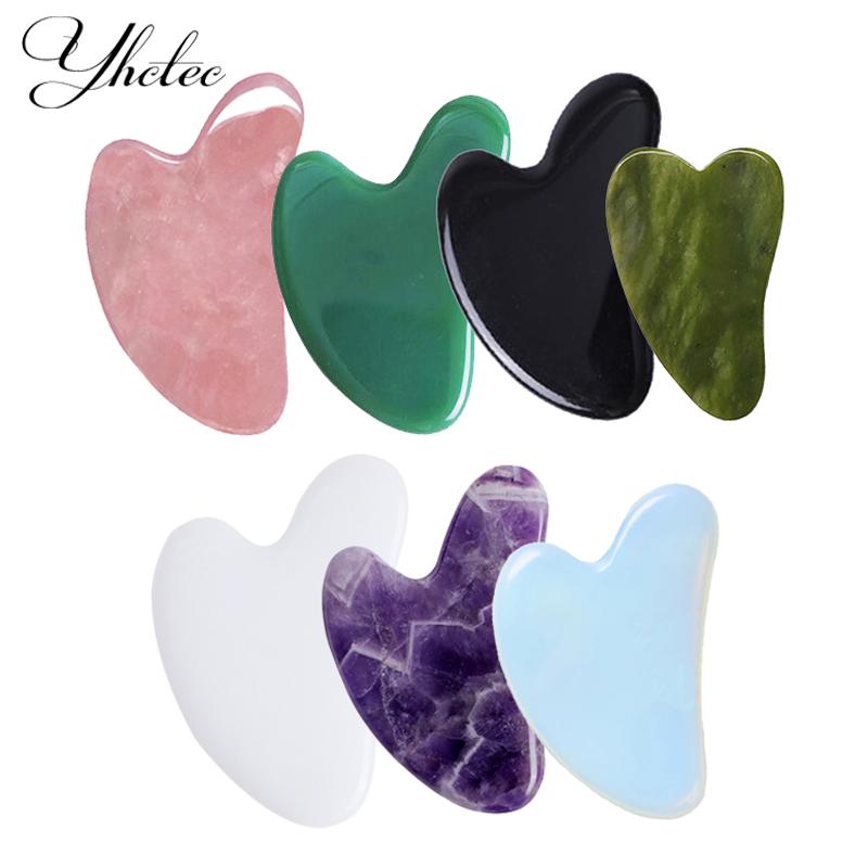 7pcs/ Gouache Scraper Rose Quartz Jade Guasha Stone Board Jade Massagers For Face Gua Sha Scraper Body Acupuncture Face Lifting
