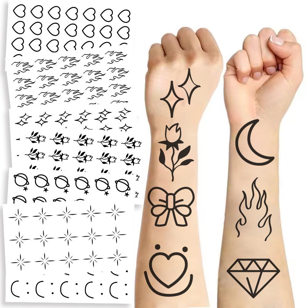 

Новые корейские черно-белые маленькие тату-наклейки с выражениями, водостойкие, для вечеринки, подарок, наклейки со смешными лицами Black and white series (10 sheets/pack)