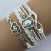 Ženy 8 Word Symbol Pletené vícevrstvé Love Heart Towers Faux Pearl náramek