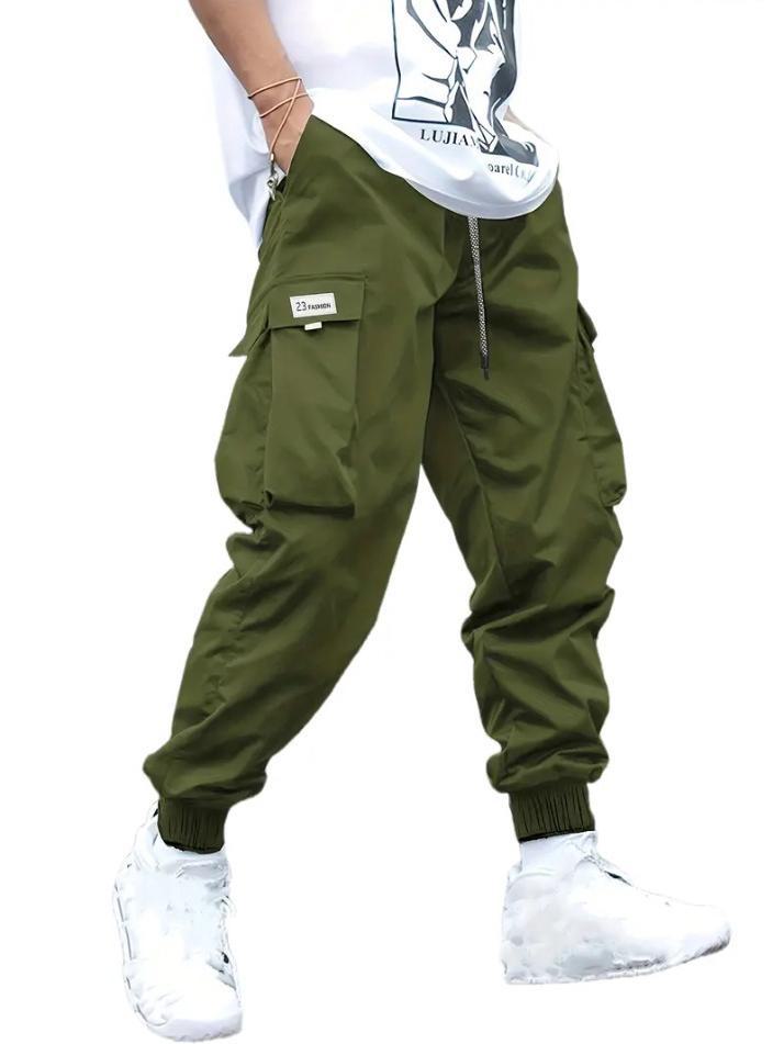 Autumn Japanese-Style Men's Casual Pants with Multiple Pockets and Loose Cuffs
