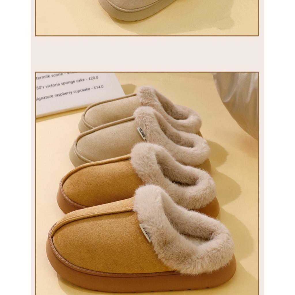 Home Cotton Slippers for Women, Autumn and Winter Suede, Indoor and Winter Thick Soled Home Slippers for Men