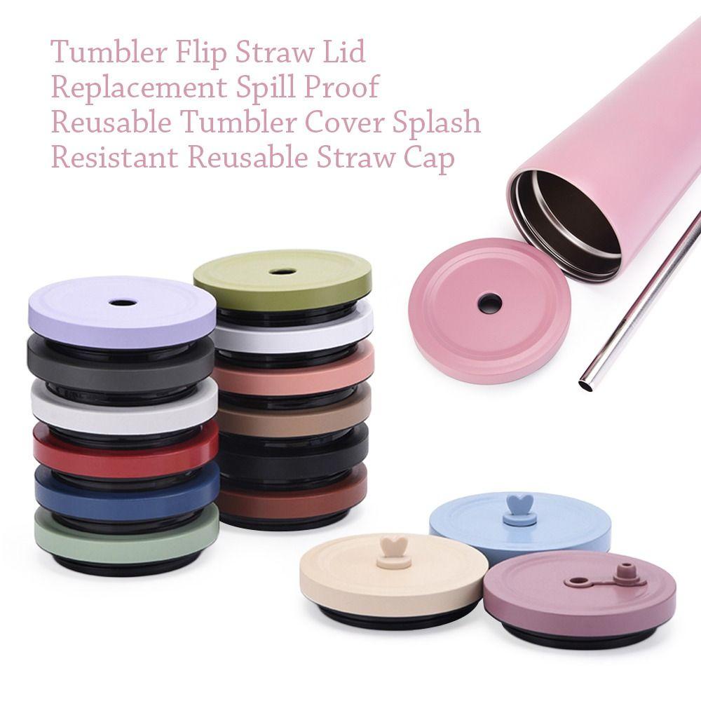 Stainless Steel Milk Tea Cup Lid With Straw Hole Bottle Cover Portable Straw Cup Accessories