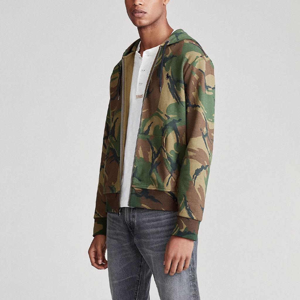 Polo Ralph Lauren Camouflage Pony Besticktes Kapuzen-Sweatshirt mit Reißverschluss Langarm Herren Sweatshirt Grün MNPOKNI16820408-999
