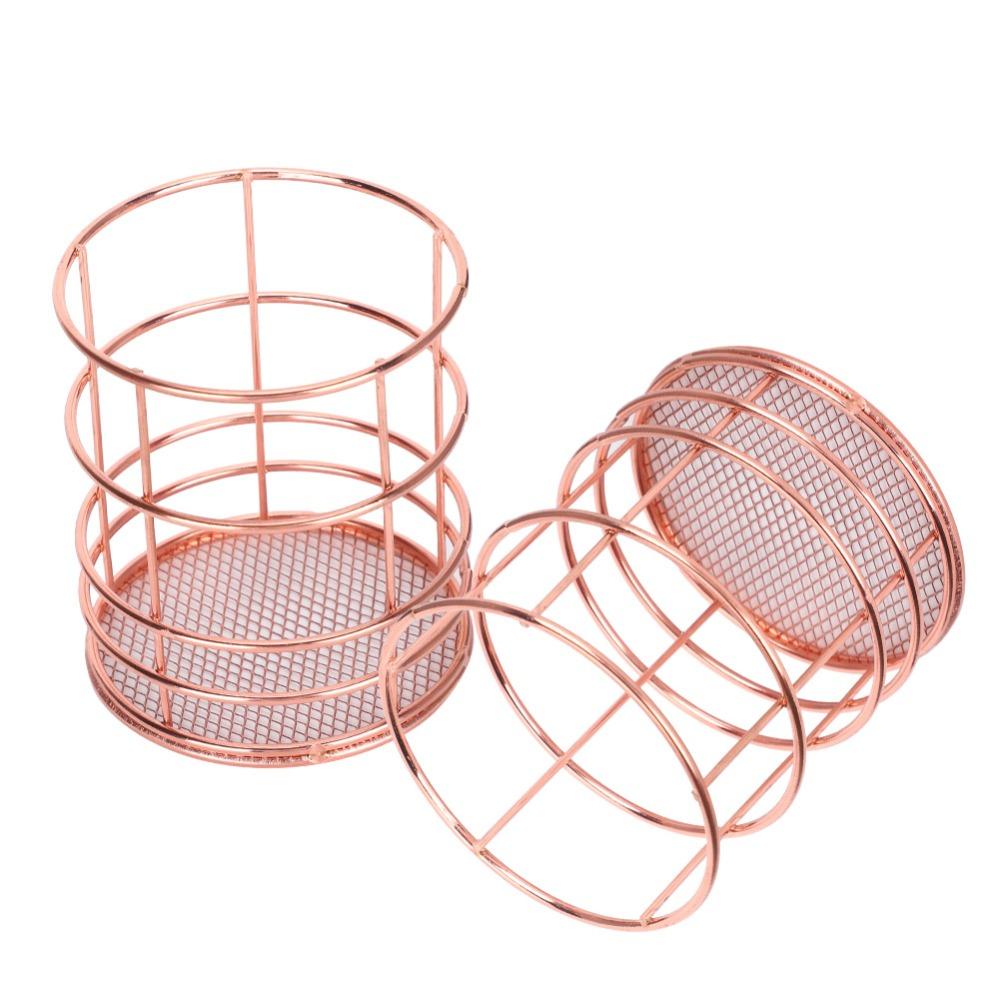 2Pcs Rose Gold Desktop Storage Basket Hollow Design Storage Container  Chopsticks Container