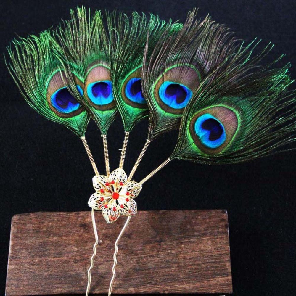 Temperament Peacock Feather Hairpin Ethnic Dance Hair Stick Hairstyle Design Tool Hair Accessories