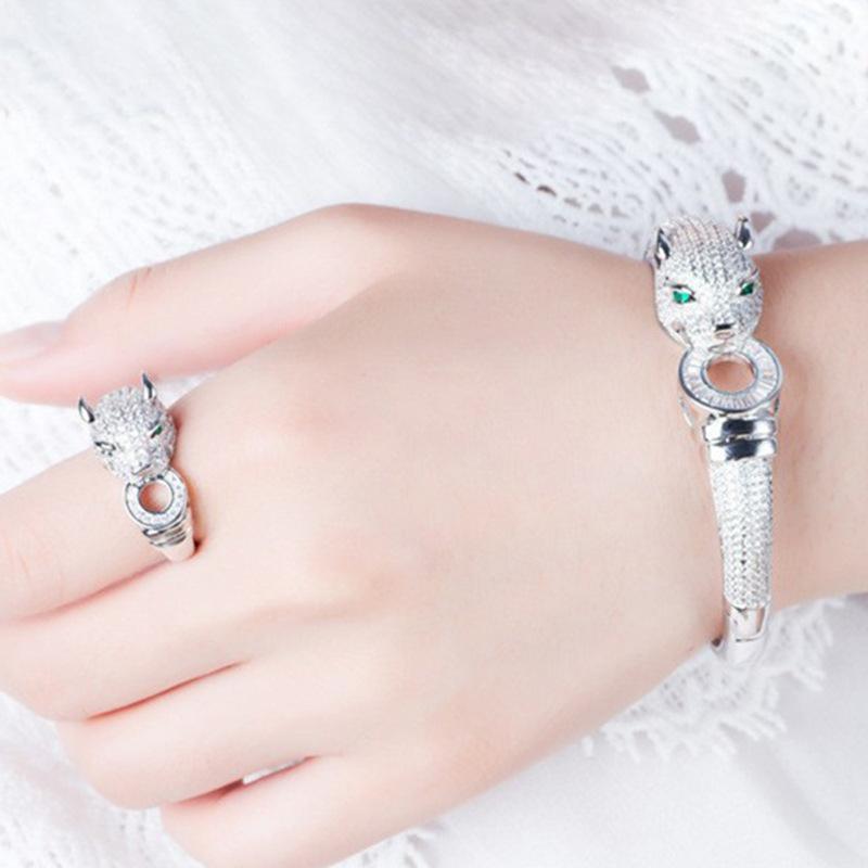 Cerchio Cinturino Zirconio Micro-pavé Bracciale Classico Bianco Zirconio Denaro Leopardo Gioielli Gioielli Testa di Leopardo