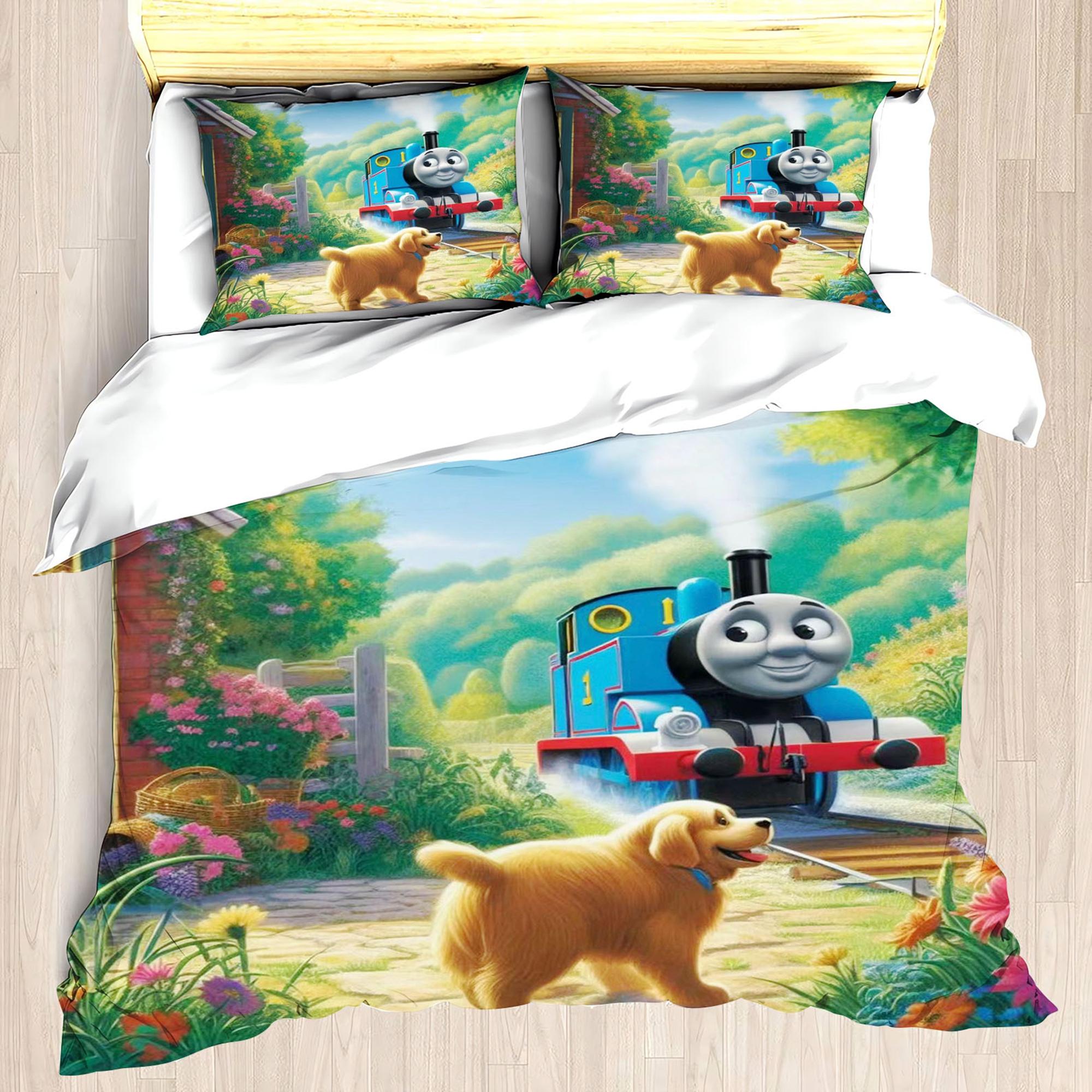 

Мультяшний принт потяга Томас Наволочка для ковдри 3D Милий декоративний принт Зручний комплект постільної білизни Підліток Діти М яка Дихаюча Постільна білизна 90X200cm