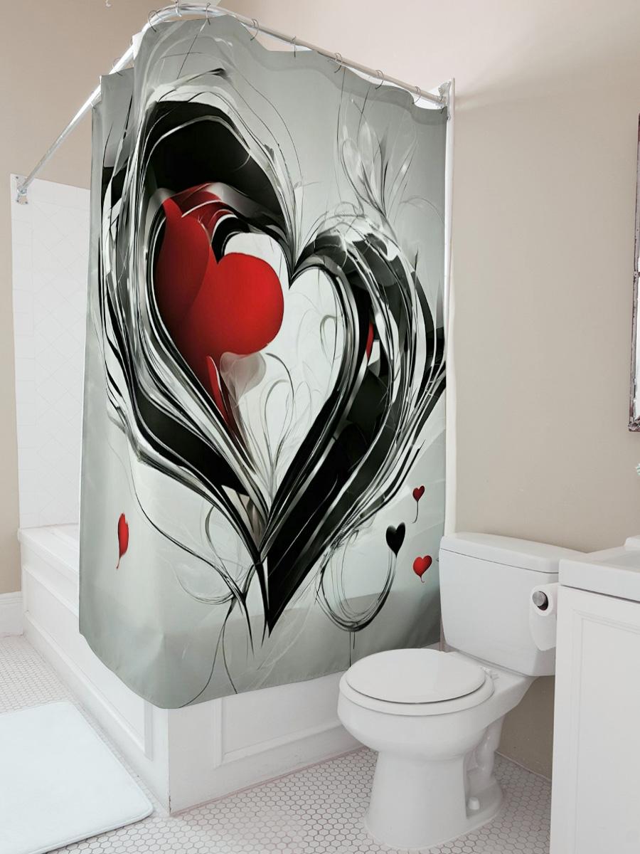 Abstract Heart Shower Curtain - Modern Bathroom Decor 90X180cm