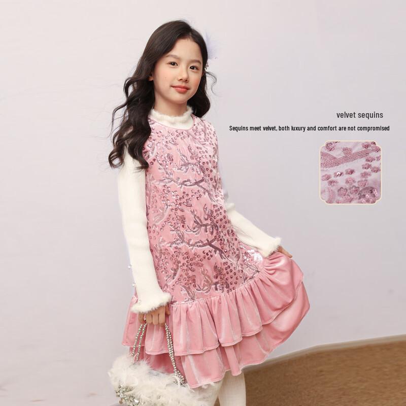 Girls' Sequin Velvet Party Dress