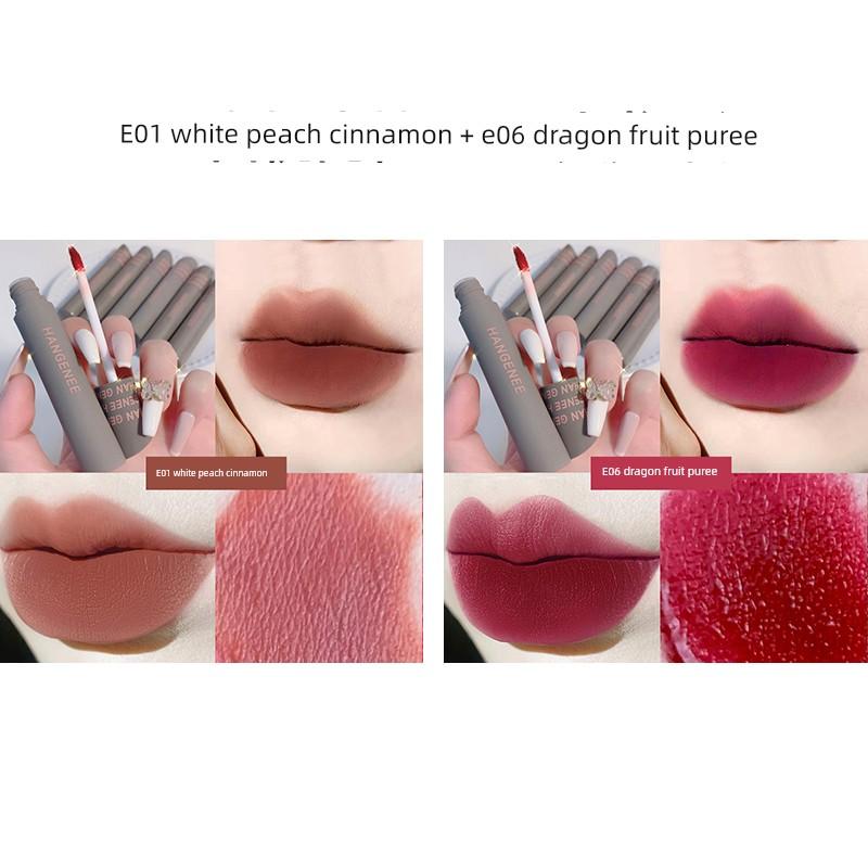 Fingertip Lip Lacquer Matte Finish Velvet Lip Mud Does Not Fade No Stain On Cup Niche Style Brand Student Plain Lipstick for Women