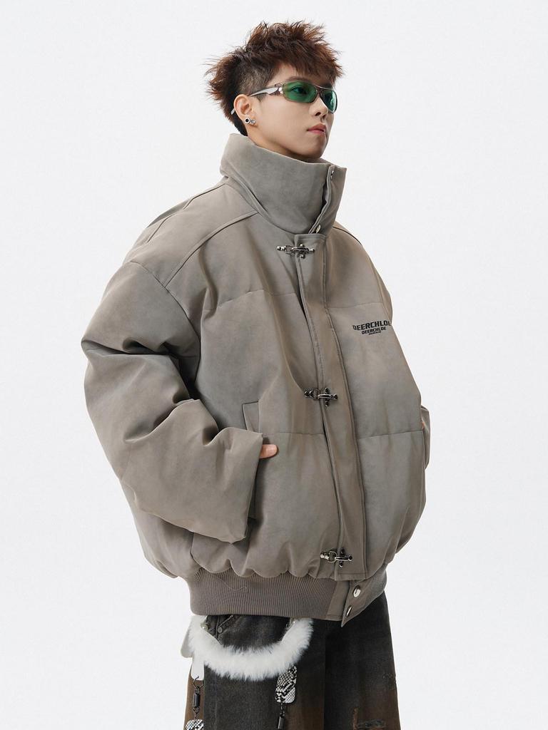 Unisex Retro Stehkragen Baumwoll Daunenjacke, Herbst/Winter High Street Stil, Locker und Vielseitig.