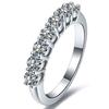 [THREE MAN] 0.7 Carat 7 Diamond Ring in Sterling Silver; White Gold Plated Anniversary Ring for Women